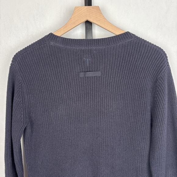 Tyler Boe 100% Cotton V-Neck Tunic Sweater Women's Medium Navy Zipper Detail - Picture 6 of 11
